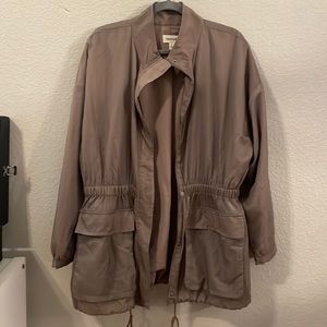 Drawstring Waist Oversize Jacket Brown Walnut Size M